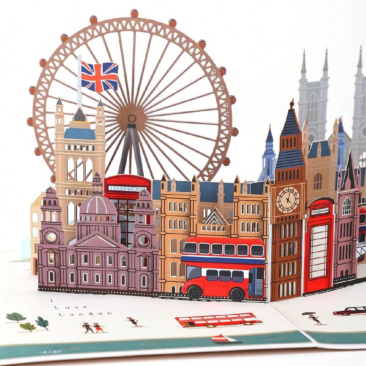 1 pièce Carte pop-up des monuments de Londres, Paysage de Londres, Roue du ciel, Big Ben, Fournitures de fête, Cartes pop-up faites à la main,